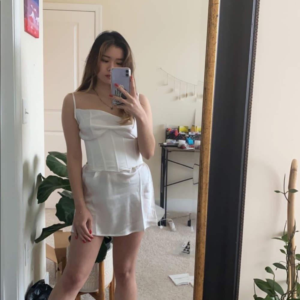amanda steele corset silk dress